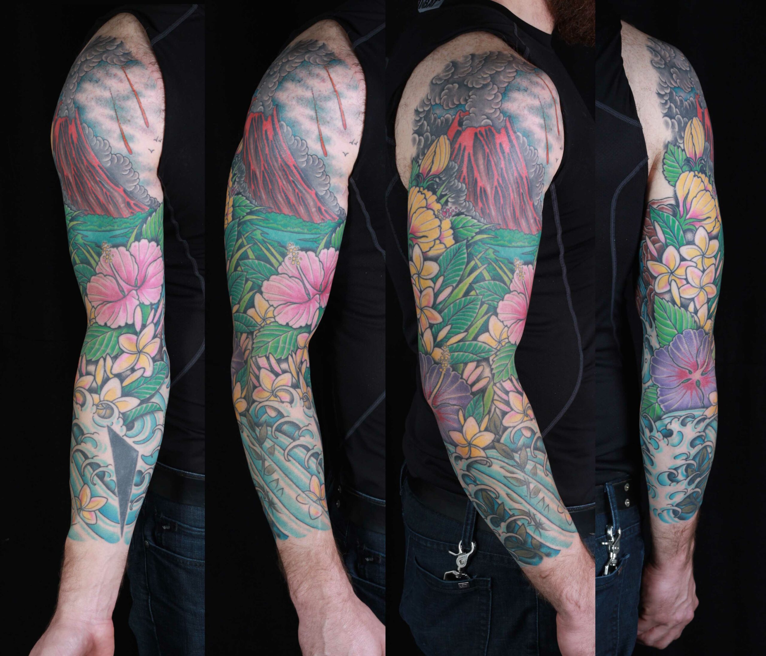 brian-thurow-dedication-tattoo-volcano-sleeve-flowers-water