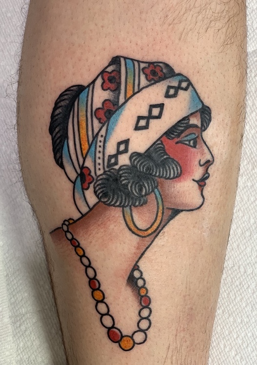 Gypsy Girl Head Tattoo