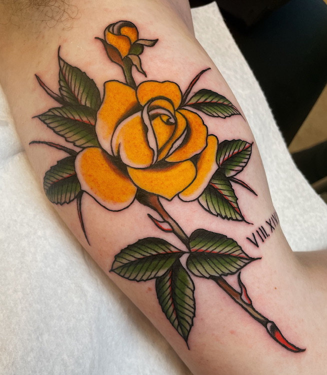 Yellow Rose Tattoo By Matty Diamsay