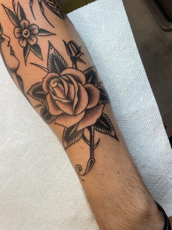 Black and Grey Rose Tattoo